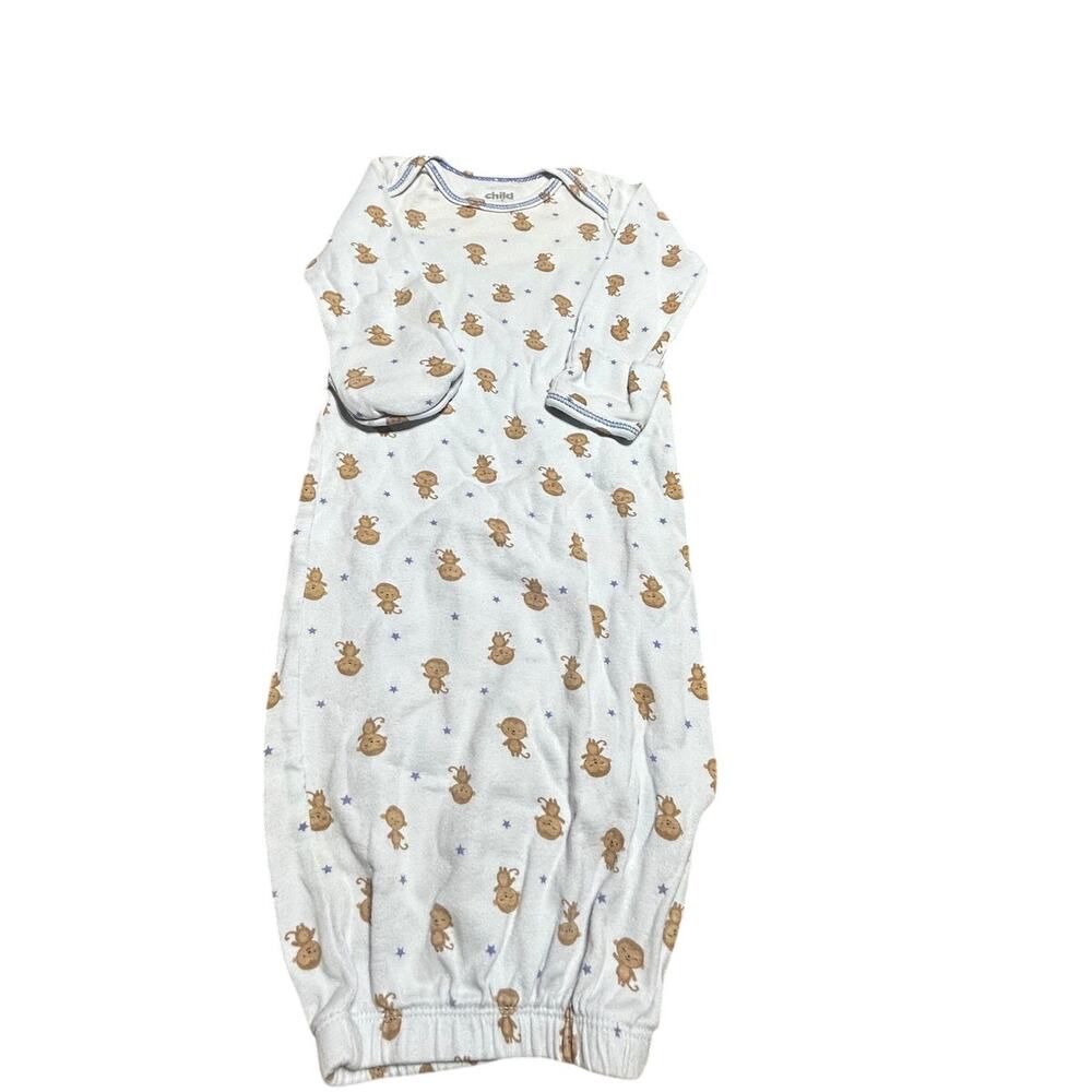 Child of Mine 0-3 mth sleeper gown monkey print and small blue stars